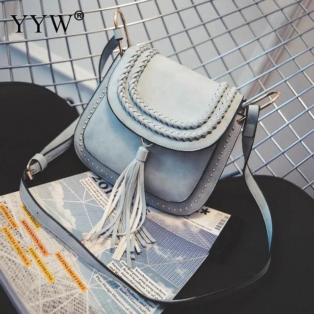 Brown Tassel Crossbody Bag for Women