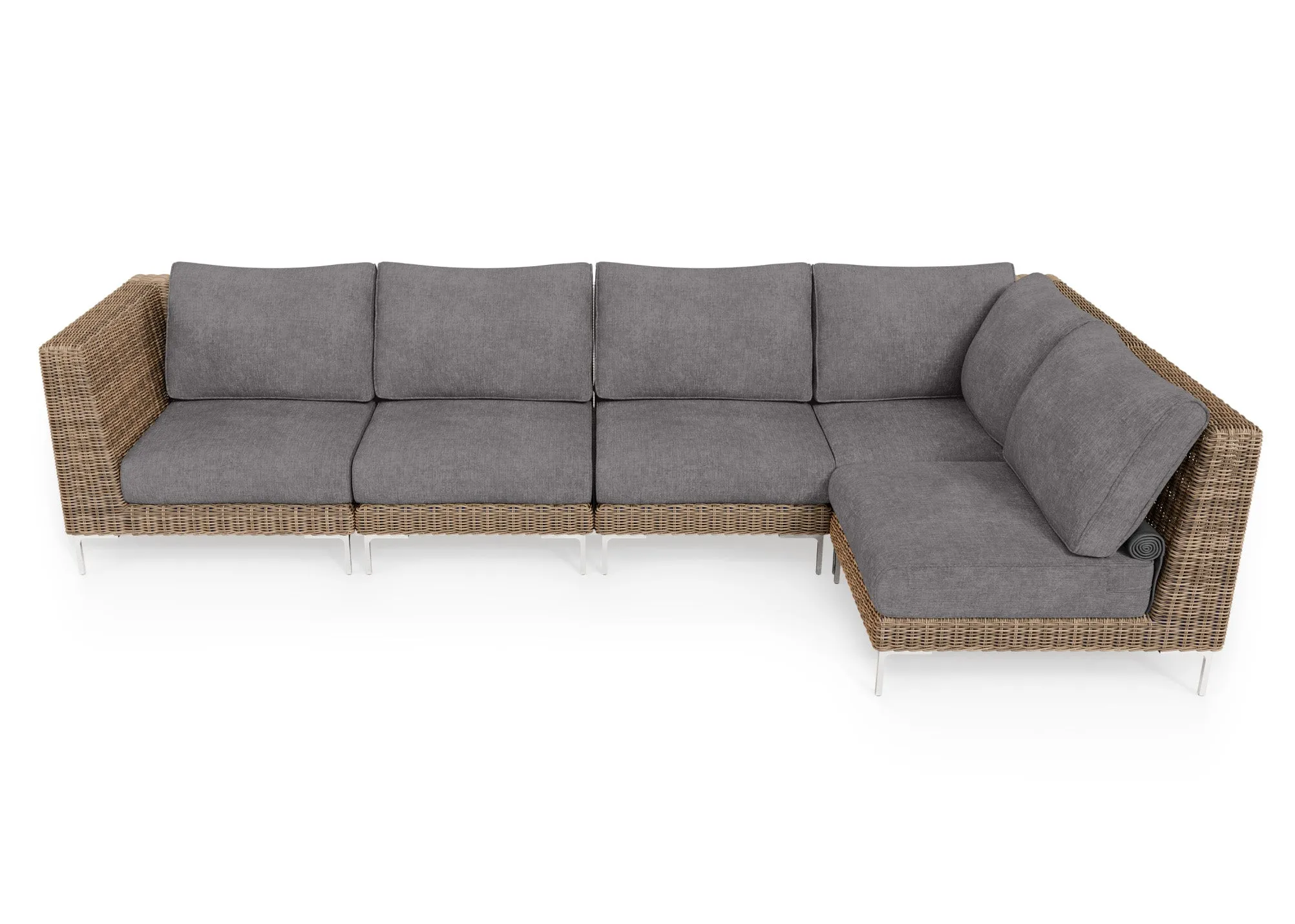Brown Wicker Outdoor L Sectional - 5 Seat