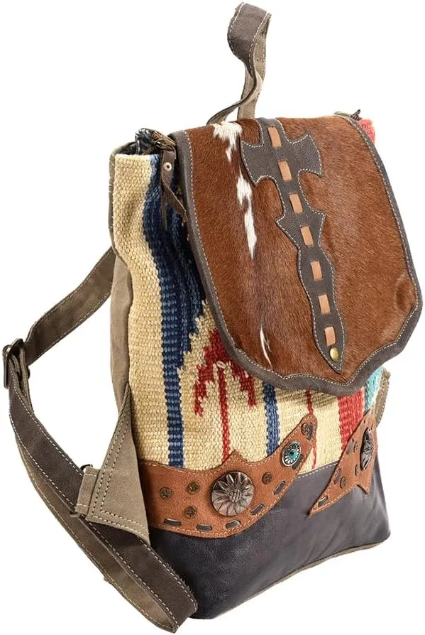 Bucket Upcycled Wool Upcycled Canvas Hair On Genuine Leather Women Bag Western Handbag Purse | Womens Western Handbags | Leather Belt Bag for Women | Womens Handbags Summer