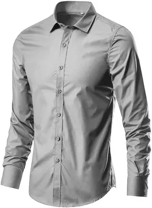 Business Dress Shirts for Men Long Sleeve Oxford Casual Dress Button Down Shirts Untucked Work T-Shirts with Pocket