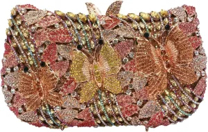 Butterfly Rhinestones Evening Bag for Women Romantic Floral Crystal Clutch Purse Chic Lady Wallet for Friends Lover
