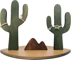 Cactus Ring Holder Wooden Ring Holder Cute Jewelry Display for Jewelry Christmas Birthday Gifts for Her