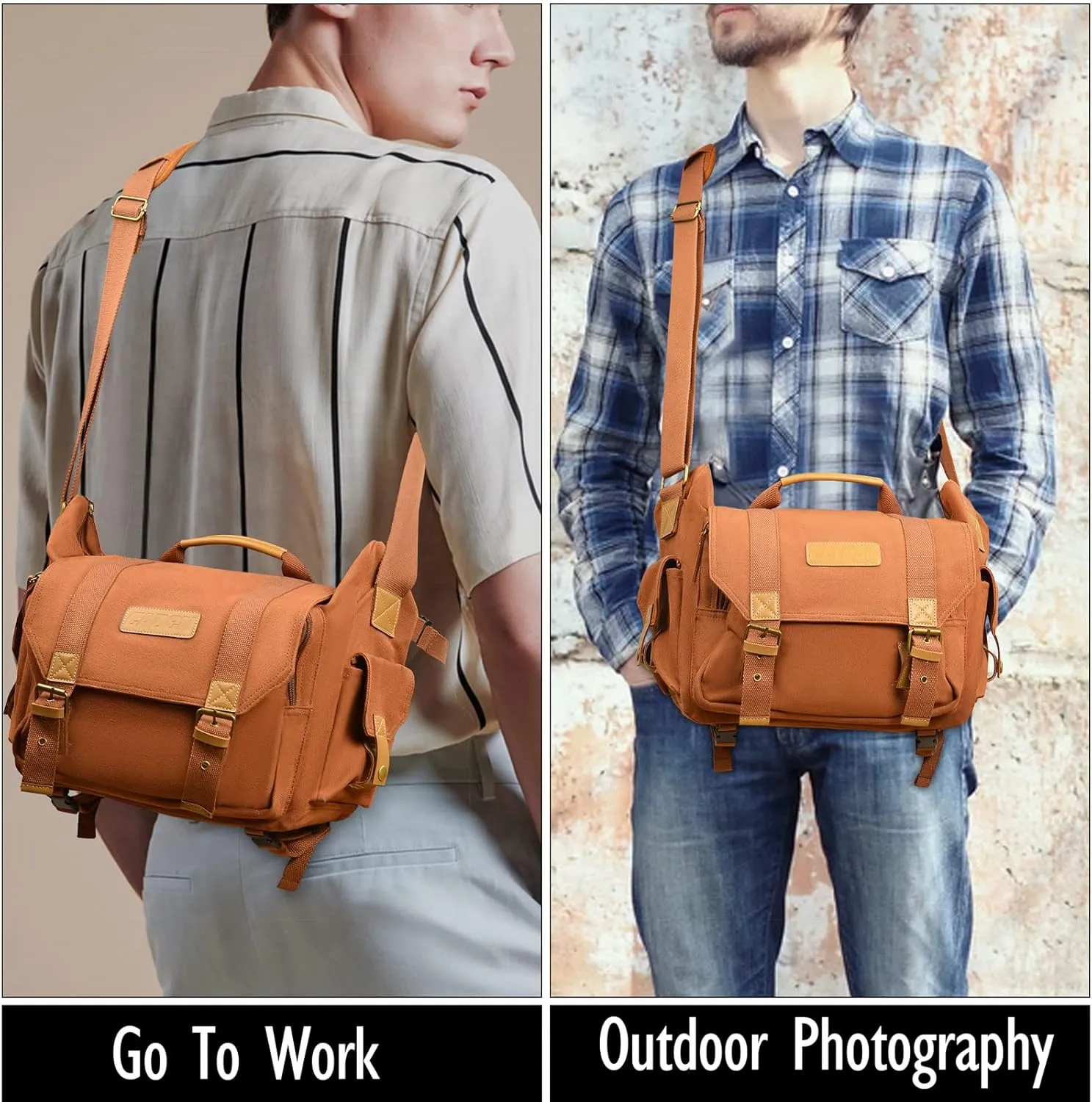 CADeN Camera Bag Case Canvas Compatible for Nikon, Canon, Sony DSLR/SLR Mirrorless Camera with Tripod Holder, Camera Shoulder Messenger Bag for Men/Women (3.0 Coffee)