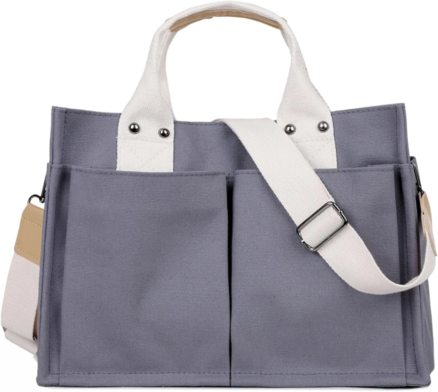 Canvas Tote Bags for Women Large Capacity Messenger Bag Durable Shoulder Bag Multi Pocket Casual Work Bags