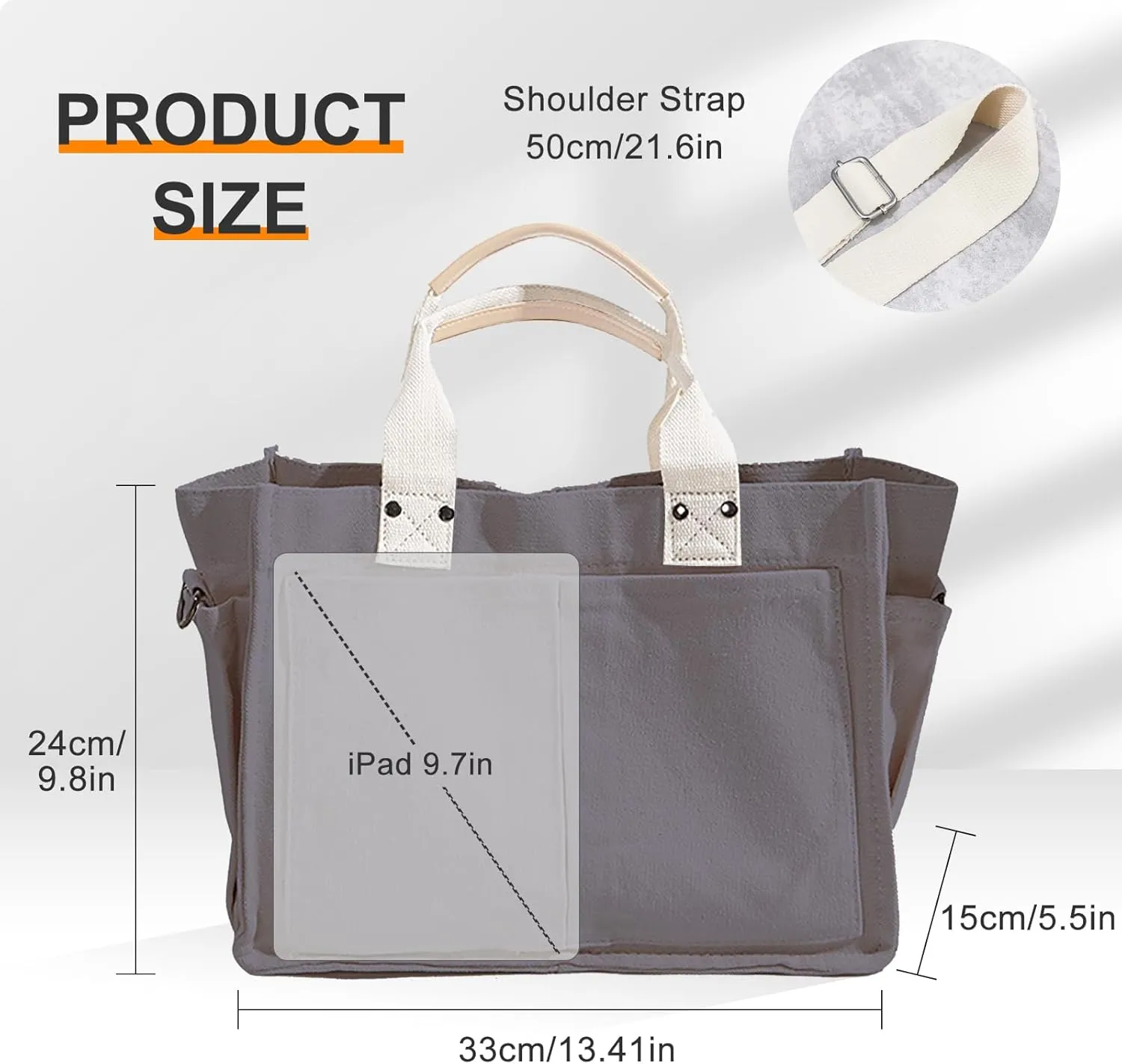 Canvas Tote Bags for Women Large Capacity Messenger Bag Durable Shoulder Bag Multi Pocket Casual Work Bags