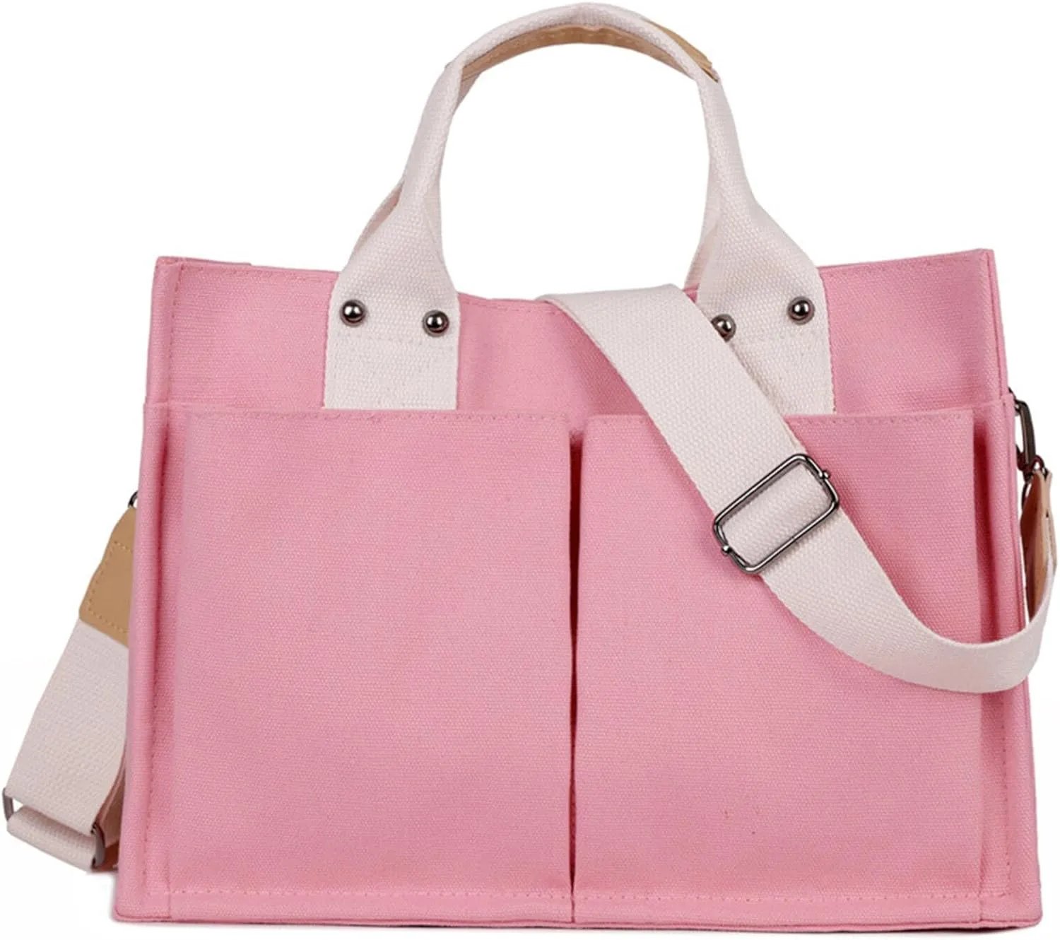 Canvas Tote Bags for Women Large Capacity Messenger Bag Durable Shoulder Bag Multi Pocket Casual Work Bags