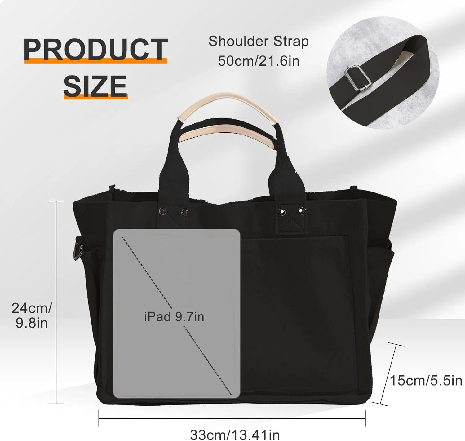 Canvas Tote Bags for Women Large Capacity Messenger Bag Durable Shoulder Bag Multi Pocket Casual Work Bags