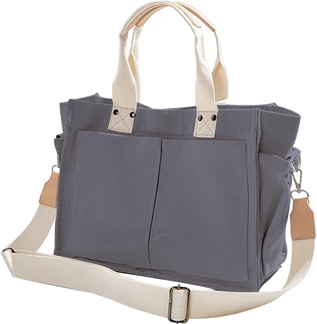 Canvas Tote Bags for Women Large Capacity Messenger Bag Durable Shoulder Bag Multi Pocket Casual Work Bags