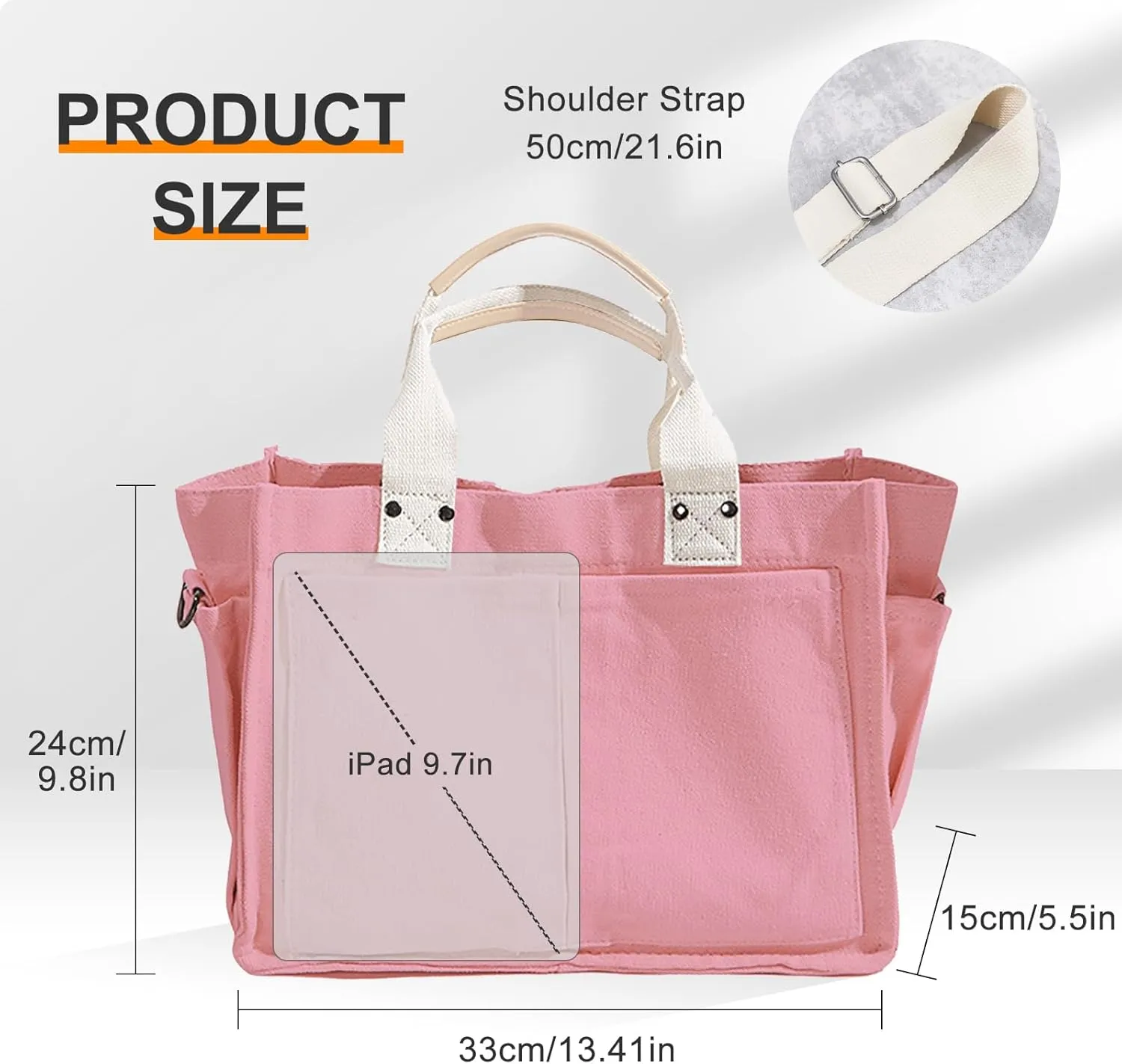 Canvas Tote Bags for Women Large Capacity Messenger Bag Durable Shoulder Bag Multi Pocket Casual Work Bags