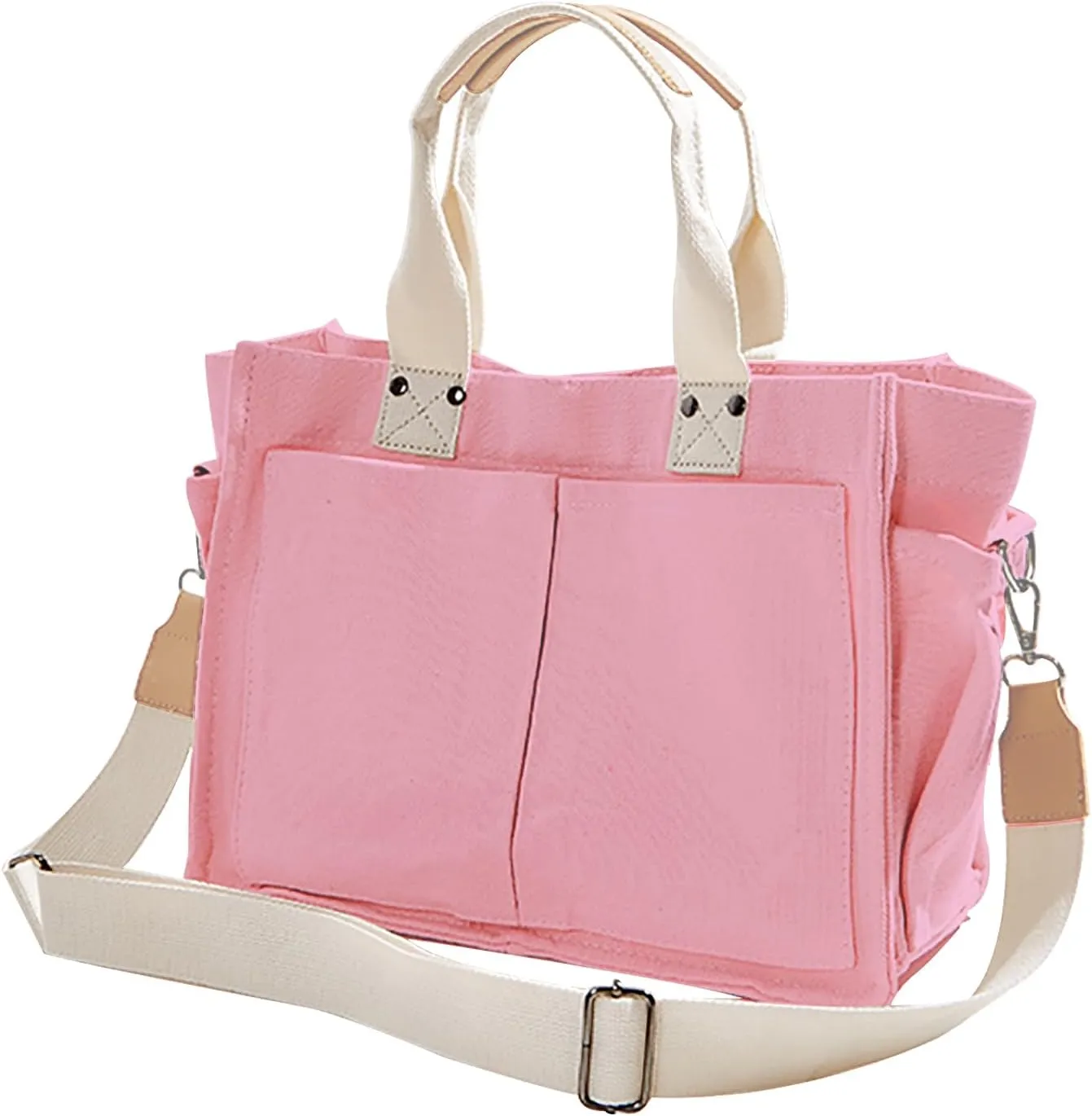 Canvas Tote Bags for Women Large Capacity Messenger Bag Durable Shoulder Bag Multi Pocket Casual Work Bags