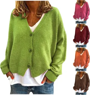 Cardigan Sweaters for Women 2024 Fall Winter Long Sleeve Open Front Oversized Button V Neck Outerwear Coats