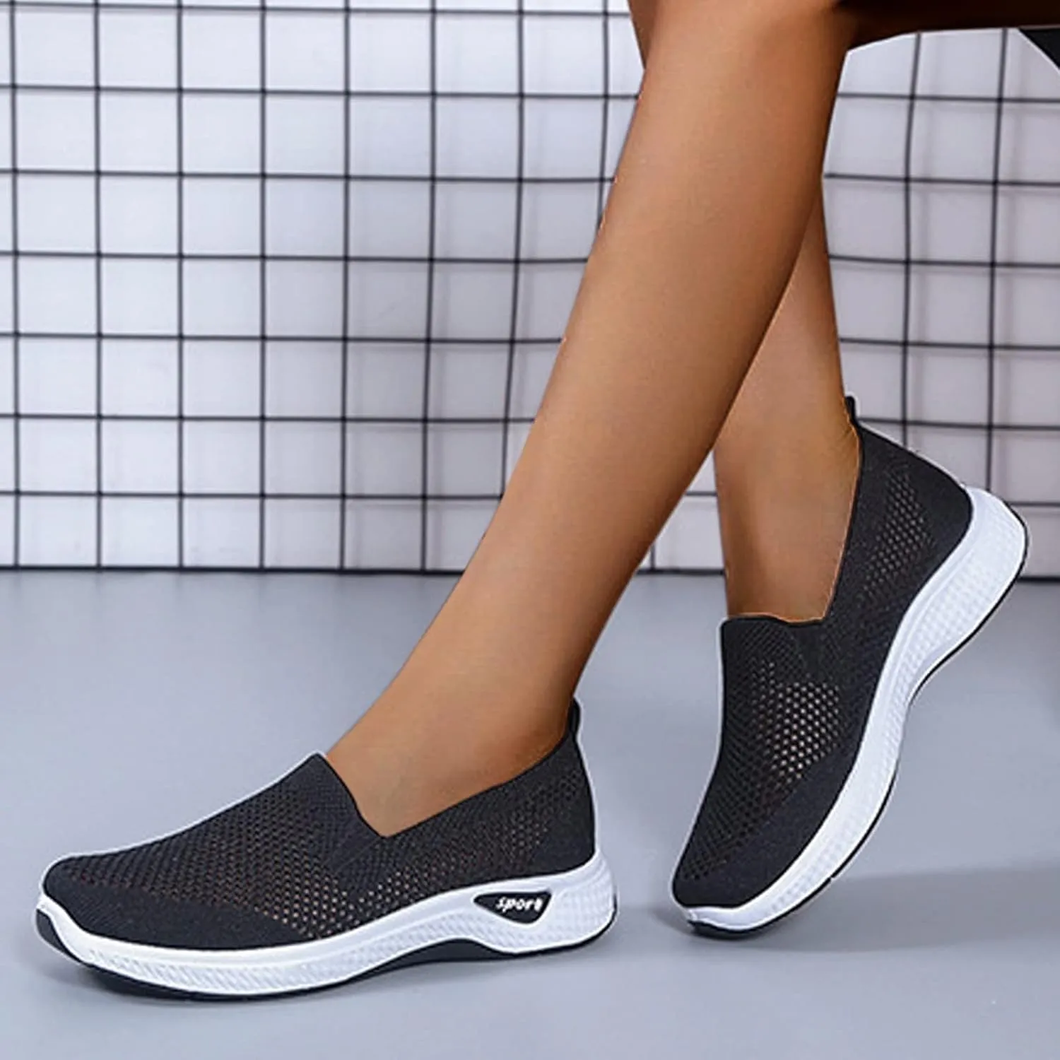 Cathalem Orthopedic Shoes for Women Woven Orthopedic Breathable Shoes Slip On Arch Support Walking Shoes Casual Running Shoes