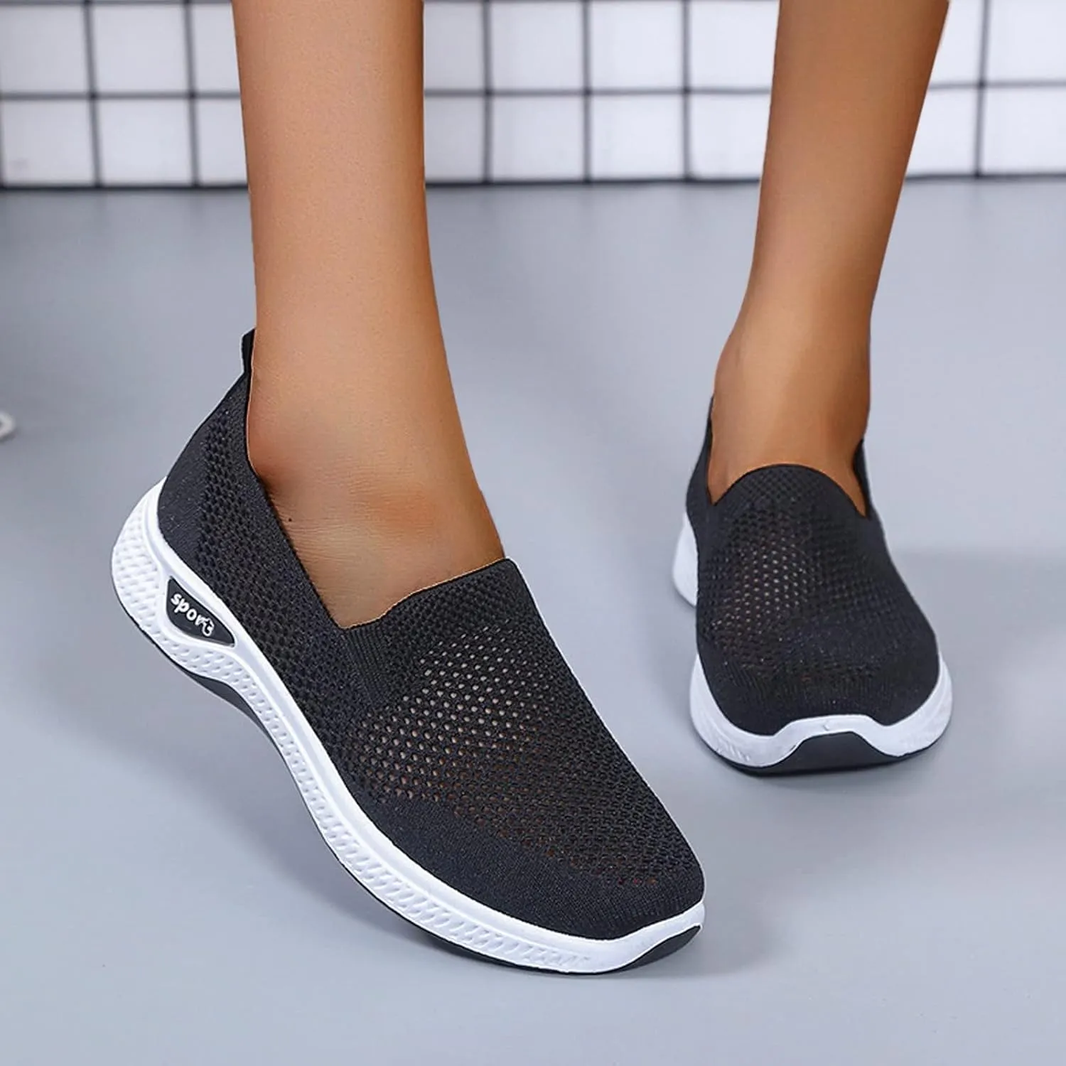 Cathalem Orthopedic Shoes for Women Woven Orthopedic Breathable Shoes Slip On Arch Support Walking Shoes Casual Running Shoes