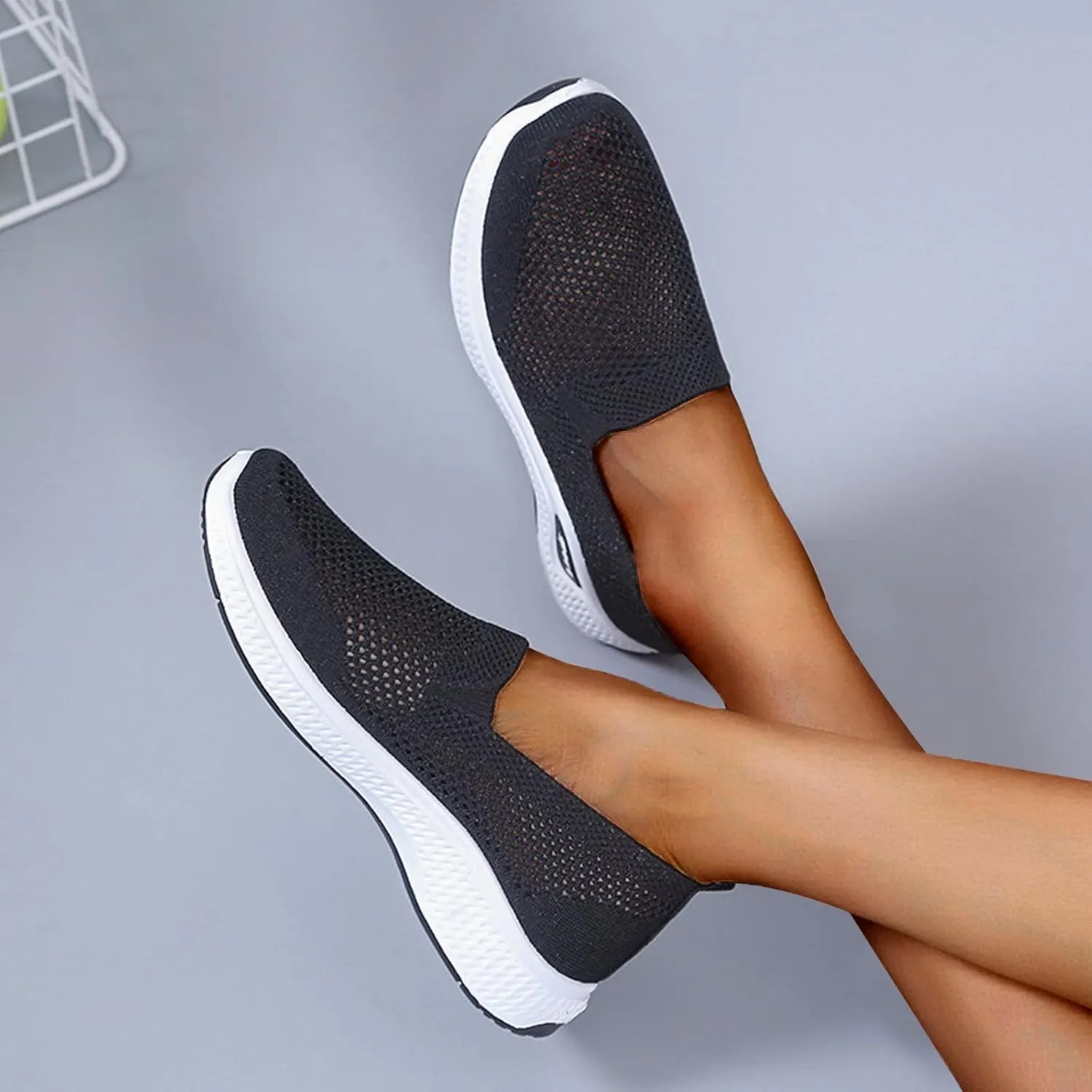 Cathalem Orthopedic Shoes for Women Woven Orthopedic Breathable Shoes Slip On Arch Support Walking Shoes Casual Running Shoes