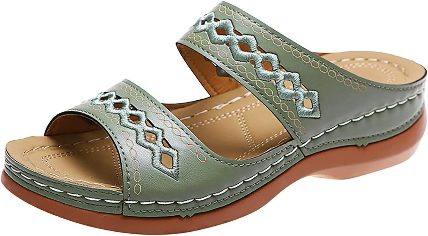 Cathalem Orthopedic Wedge Sandals for Women Comfortable Walking Sandals with Arch Support Fashion Orthotic Slides