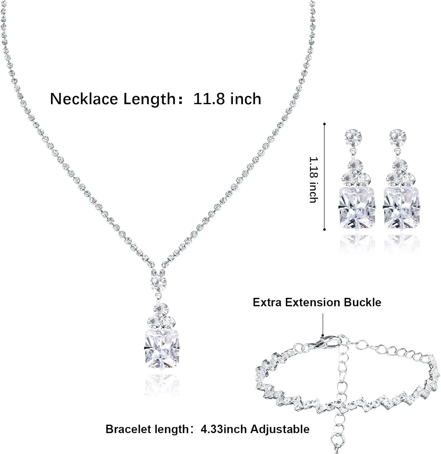 CAVETEE Jewelry Set for Women, Wedding Necklace Bracelet and Earring Jewelry Gifts for Brides Costume Accessories