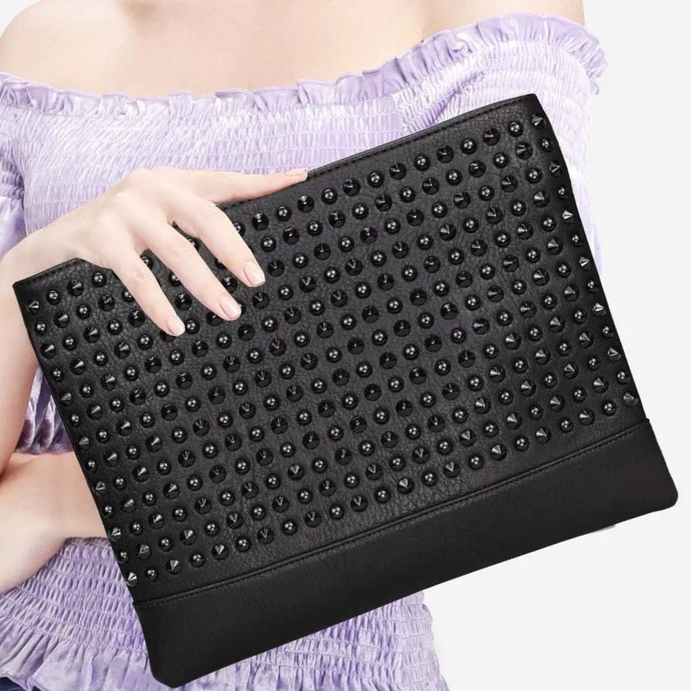 Cayla Women Clutch Bags Purse Rivets Handbags, Evening Bags Crossbody Bag (black)