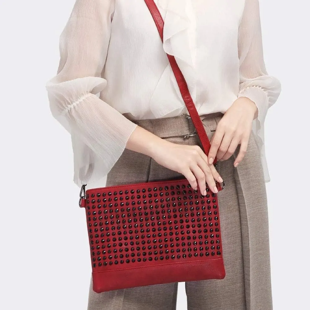 Cayla Women Clutch Bags Purse Rivets Handbags, Evening Bags Crossbody Bag (red)