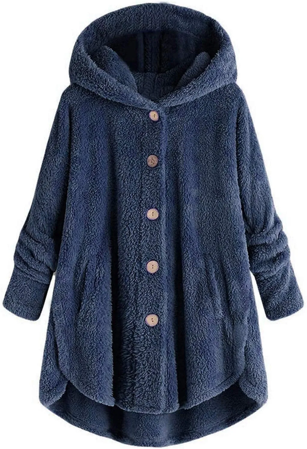 Ceboyel Womens Sherpa Teddy Coat With Hood Fleece Fuzzy Winter Jackets Button Down Cardigan Cute Warm Loungewear 2023