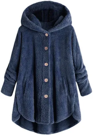 Ceboyel Womens Sherpa Teddy Coat With Hood Fleece Fuzzy Winter Jackets Button Down Cardigan Cute Warm Loungewear 2023