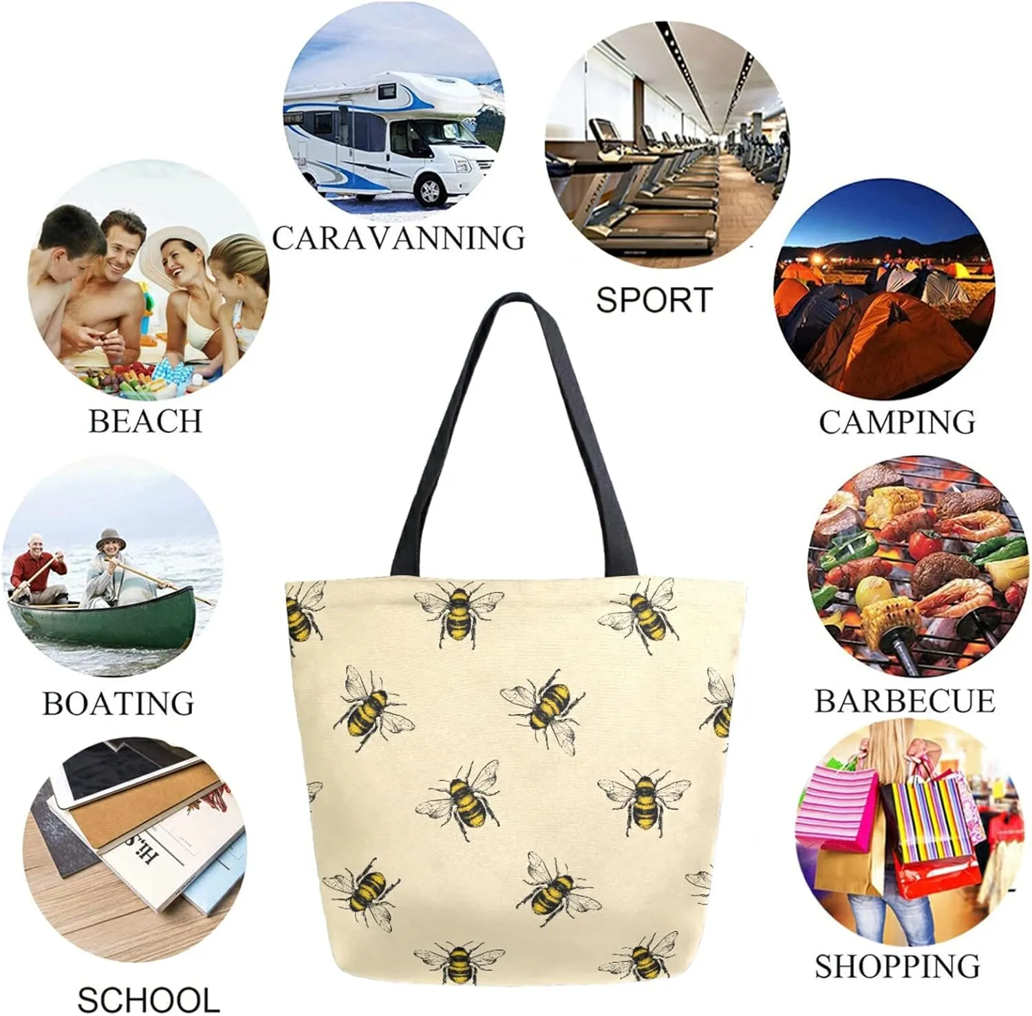 Chic Fashion Floral Pattern Extra Large Shoulder Tote Bag for Beach Travel Weekender Gym Grocery Shopping