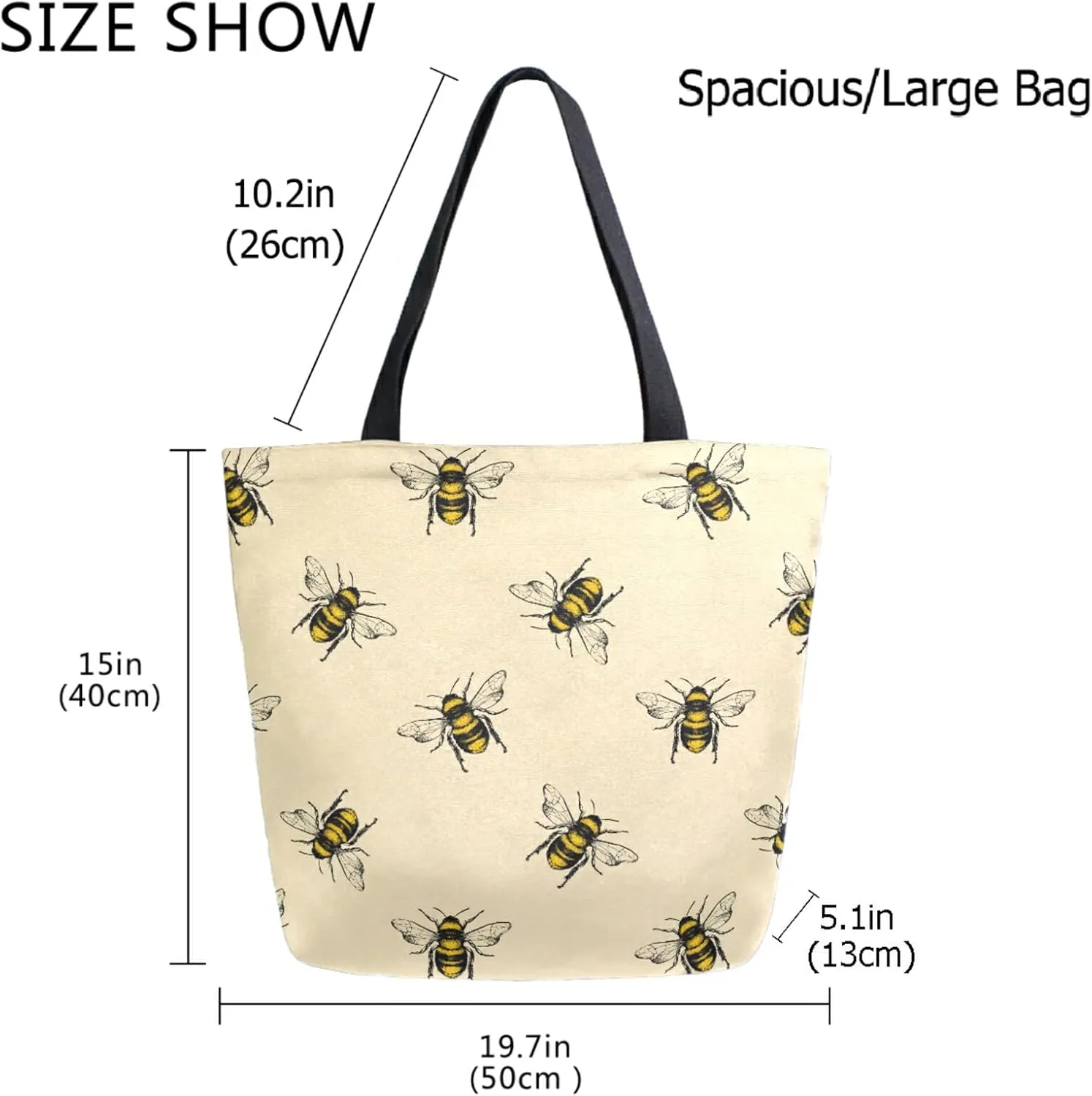 Chic Fashion Floral Pattern Extra Large Shoulder Tote Bag for Beach Travel Weekender Gym Grocery Shopping