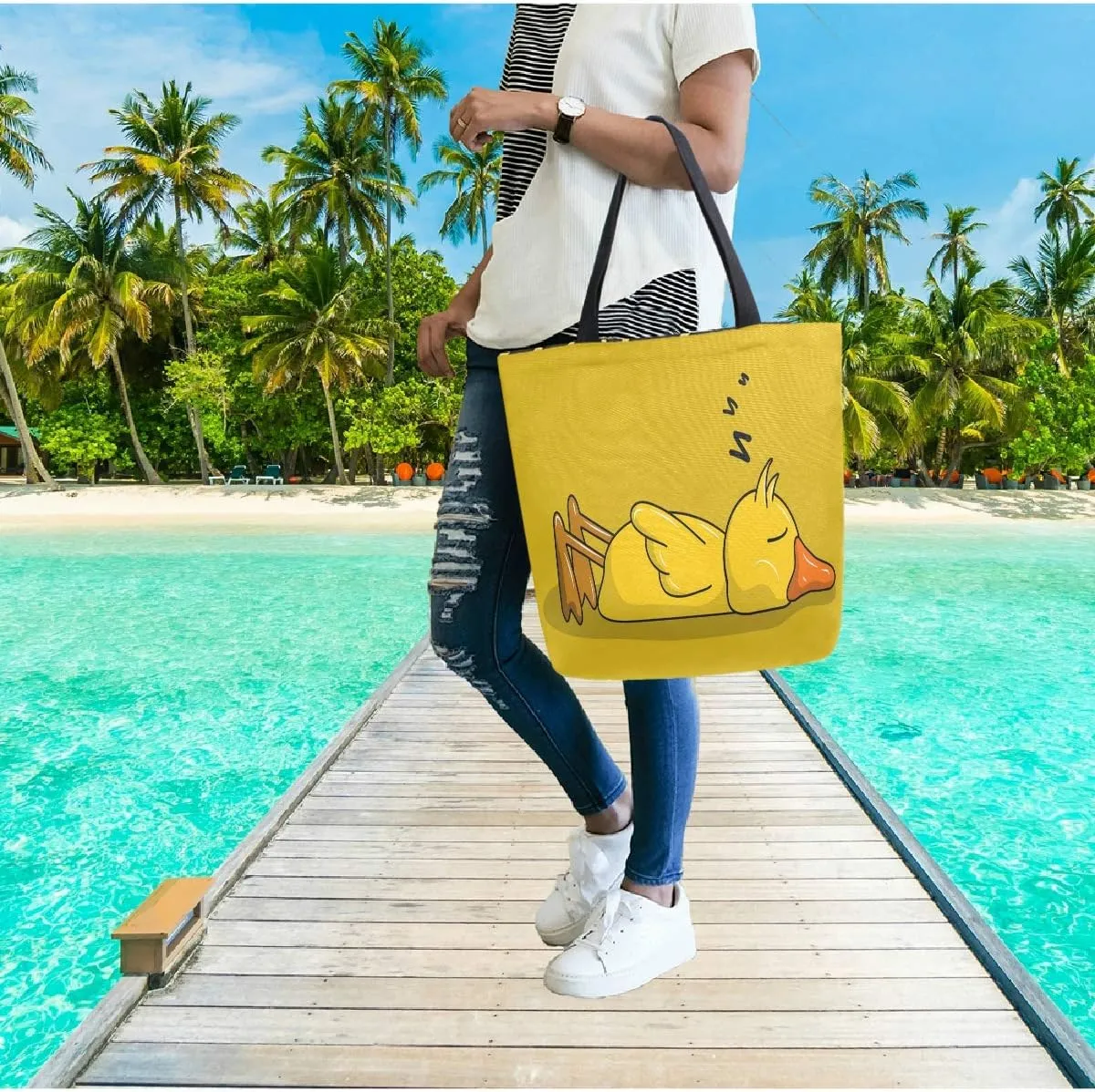 Chic Fashion Pattern Printed Extra Large Shoulder Tote Bag for Beach Travel Weekender Gym Grocery Shopping