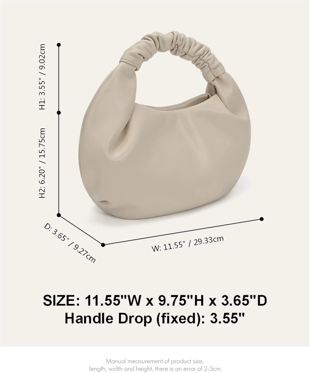 Chic Top Handle Bag for Women Small Ruched Hobo Handbag Soft Faux Leather Tote Bags Purse