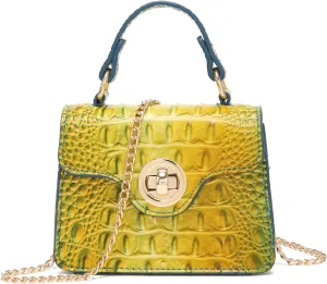 Chic Women Crocodile Leather bags Mini Top-Handle Clutch Compact Evening Bag Stylish Accessory for Essentials