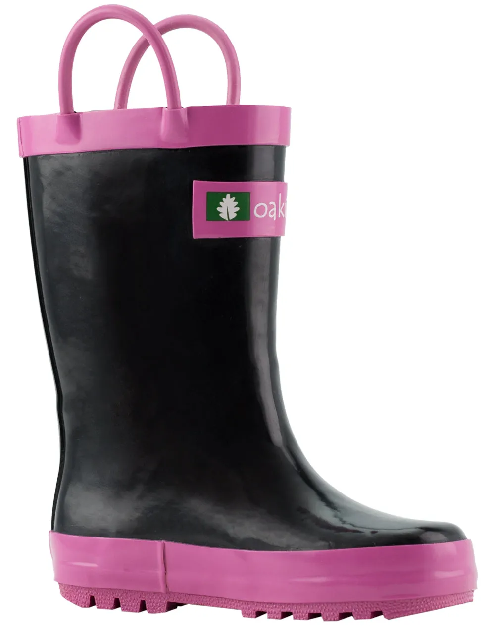 CHILDREN’S RUBBER RAIN BOOTS BLACK & PINK