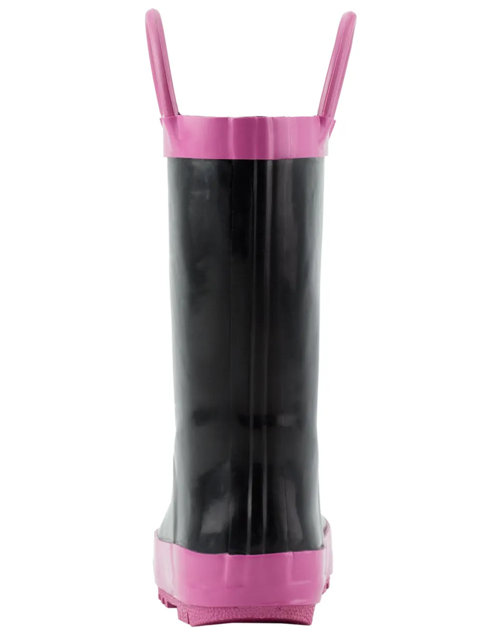 CHILDREN’S RUBBER RAIN BOOTS BLACK & PINK