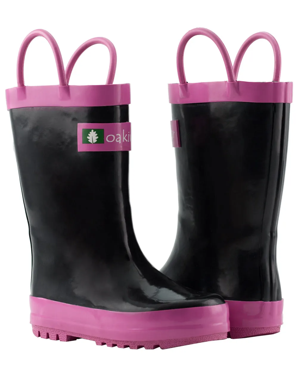 CHILDREN’S RUBBER RAIN BOOTS BLACK & PINK