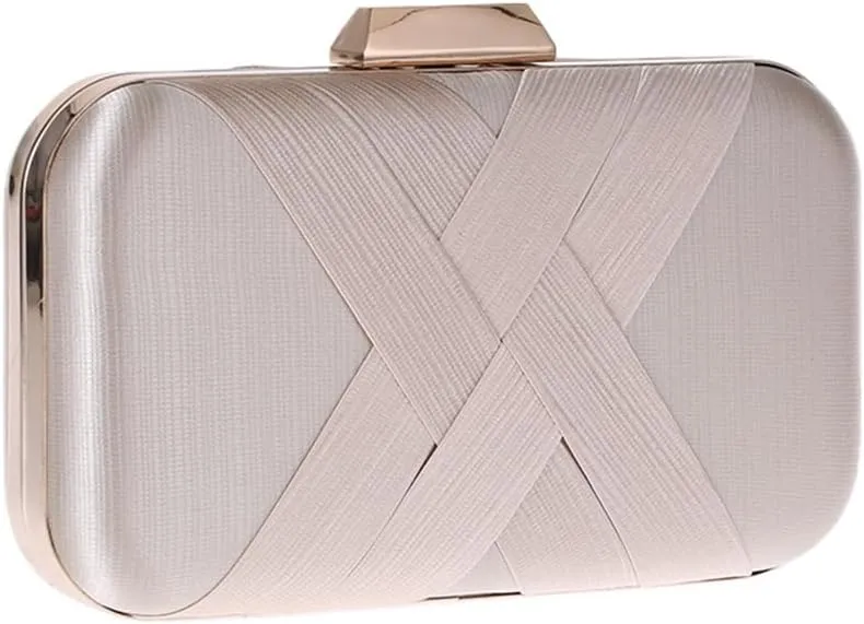 Classic Pleated Satin Woven Evening Party Dress Clutch Cross Small Bag(D)