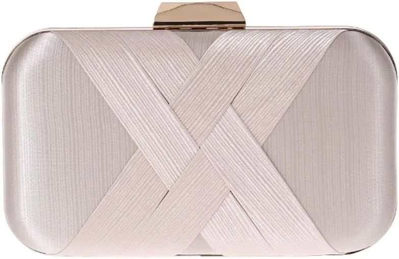 Classic Pleated Satin Woven Evening Party Dress Clutch Cross Small Bag(D)