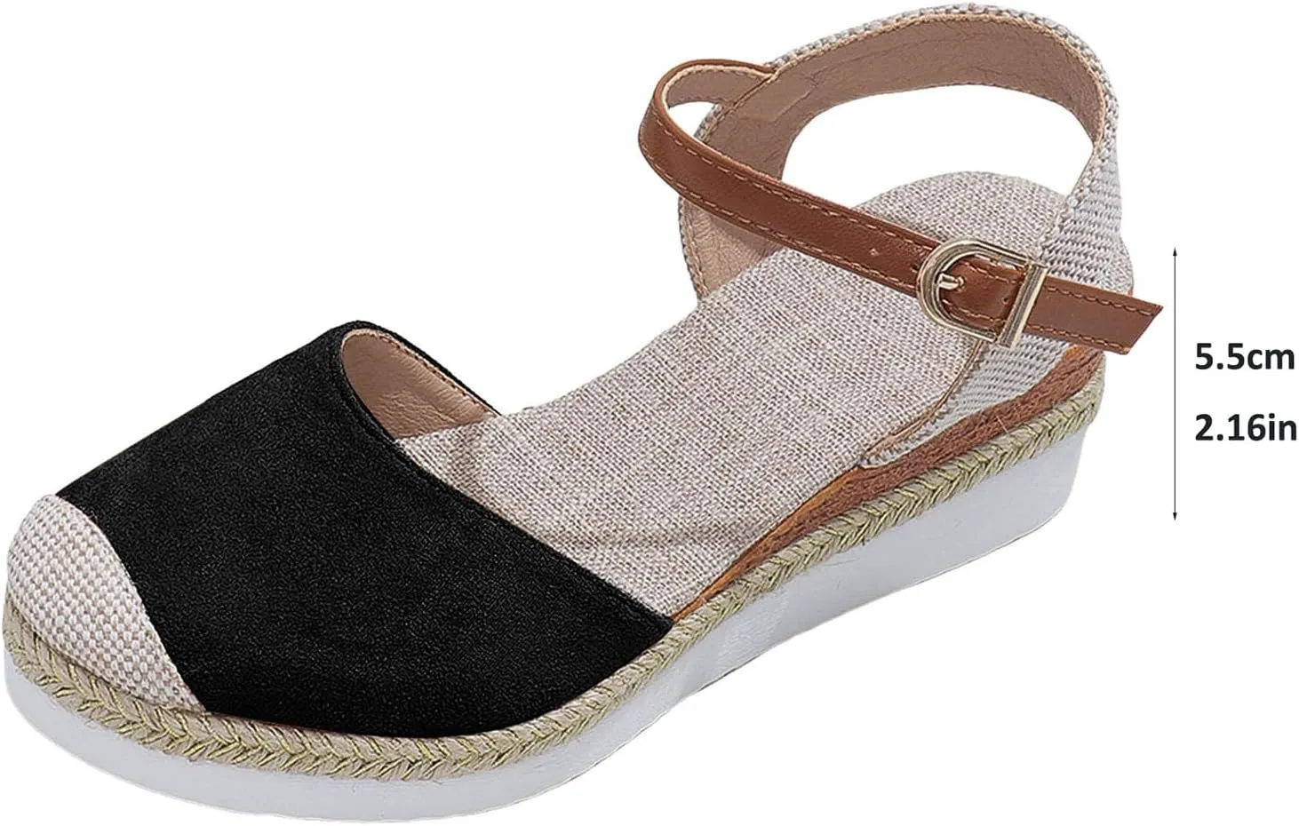 Closed Toe Platform Wedge Sandals for Women 2025 Dressy Espadrilles Wedges Flat Open Toe Comfortable Anti Slip Summer Shoes with Adjustable Buckle Ankle Strap