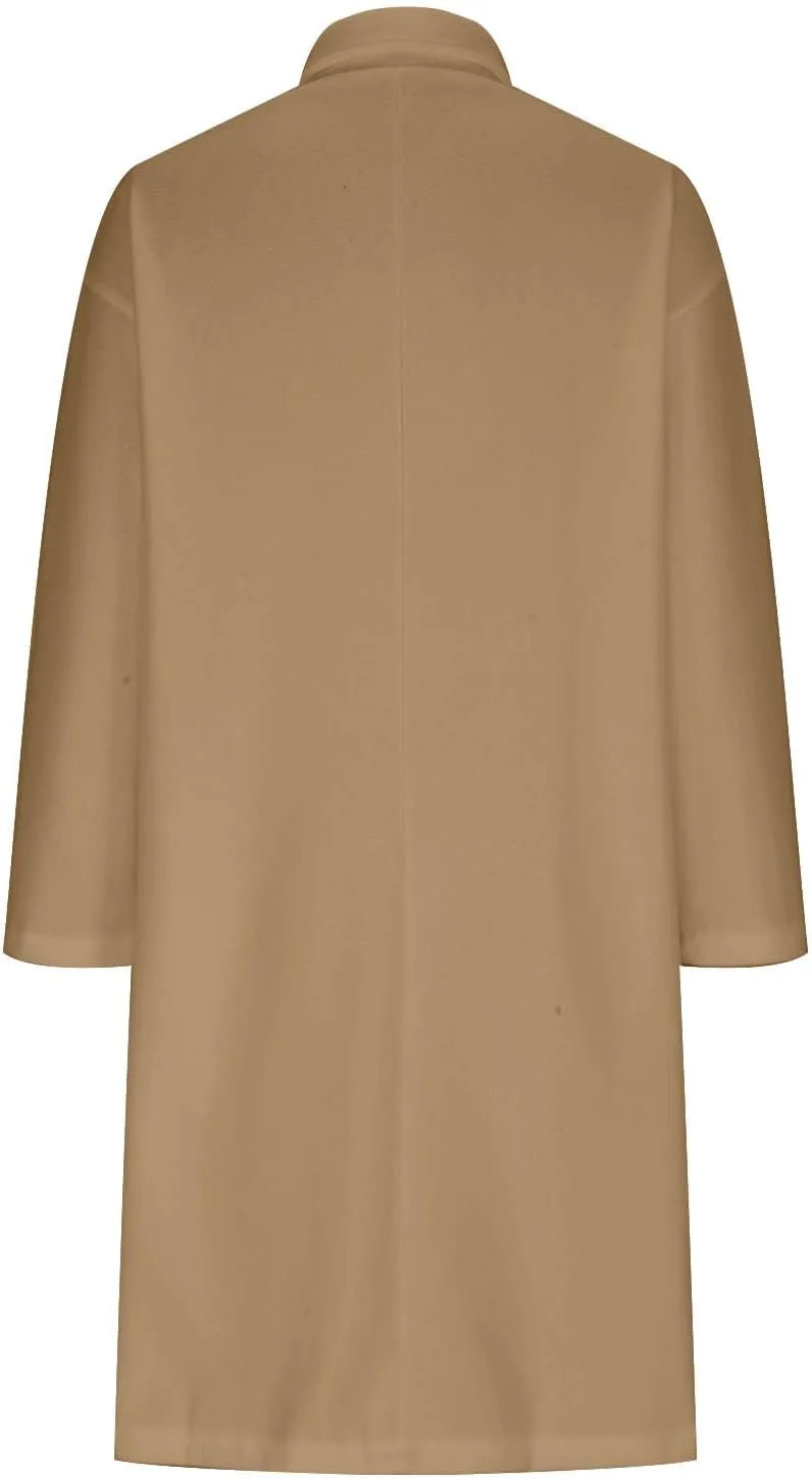 Coats for Women Trendy Elegant Wool Blend Overcoat Classic Notched Collar Double Breasted Trench Coat Mid-Long Peacoat