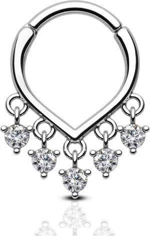 Cocharm 16G Septum Ring Dangle Septum Jewelry Clear CZ Helix Daith Earrings Stainless Steel Piercing Jewelry