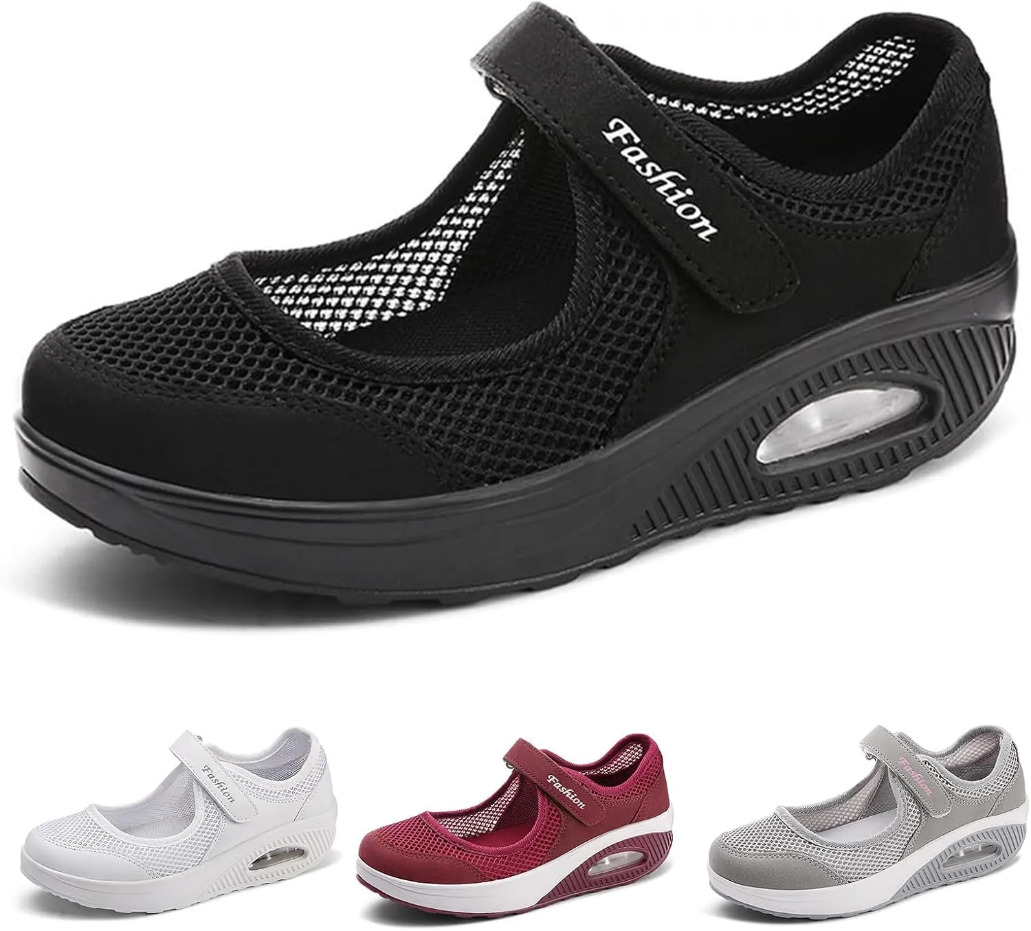 Comfortable Working Nurse Shoes for Women Non-Slip Adjustable Mesh Breathable Walking Shoes, Fashion Mary Jane Sneakers Air Cushion Orthopedic Sandals Casual Nursing Orthotic Lightweight Flats