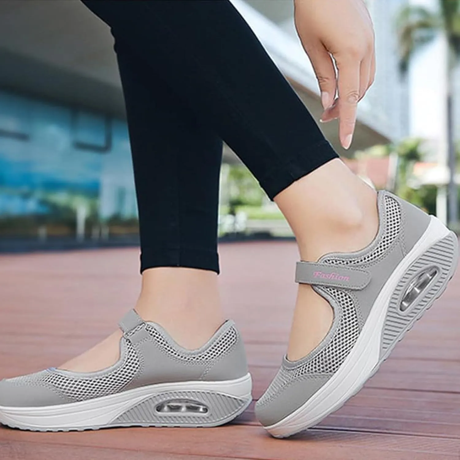 Comfortable Working Nurse Shoes for Women Non-Slip Adjustable Mesh Breathable Walking Shoes, Fashion Mary Jane Sneakers Air Cushion Orthopedic Sandals Casual Nursing Orthotic Lightweight Flats