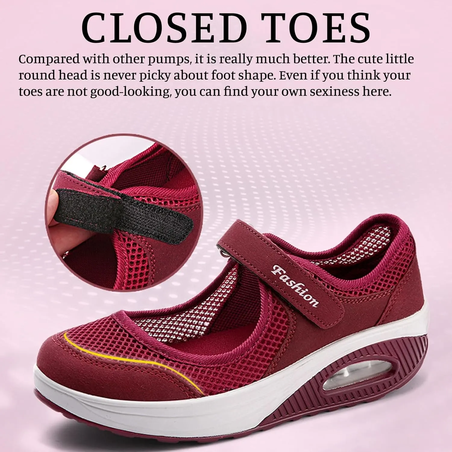 Comfortable Working Nurse Shoes for Women Non-Slip Adjustable Mesh Breathable Walking Shoes, Fashion Mary Jane Sneakers Air Cushion Orthopedic Sandals Casual Nursing Orthotic Lightweight Flats