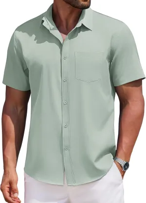 COOFANDY Mens Casual Button Down Shirts Short Sleeve Business Shirts Lightweight Wrinkle Free Dress Shirts