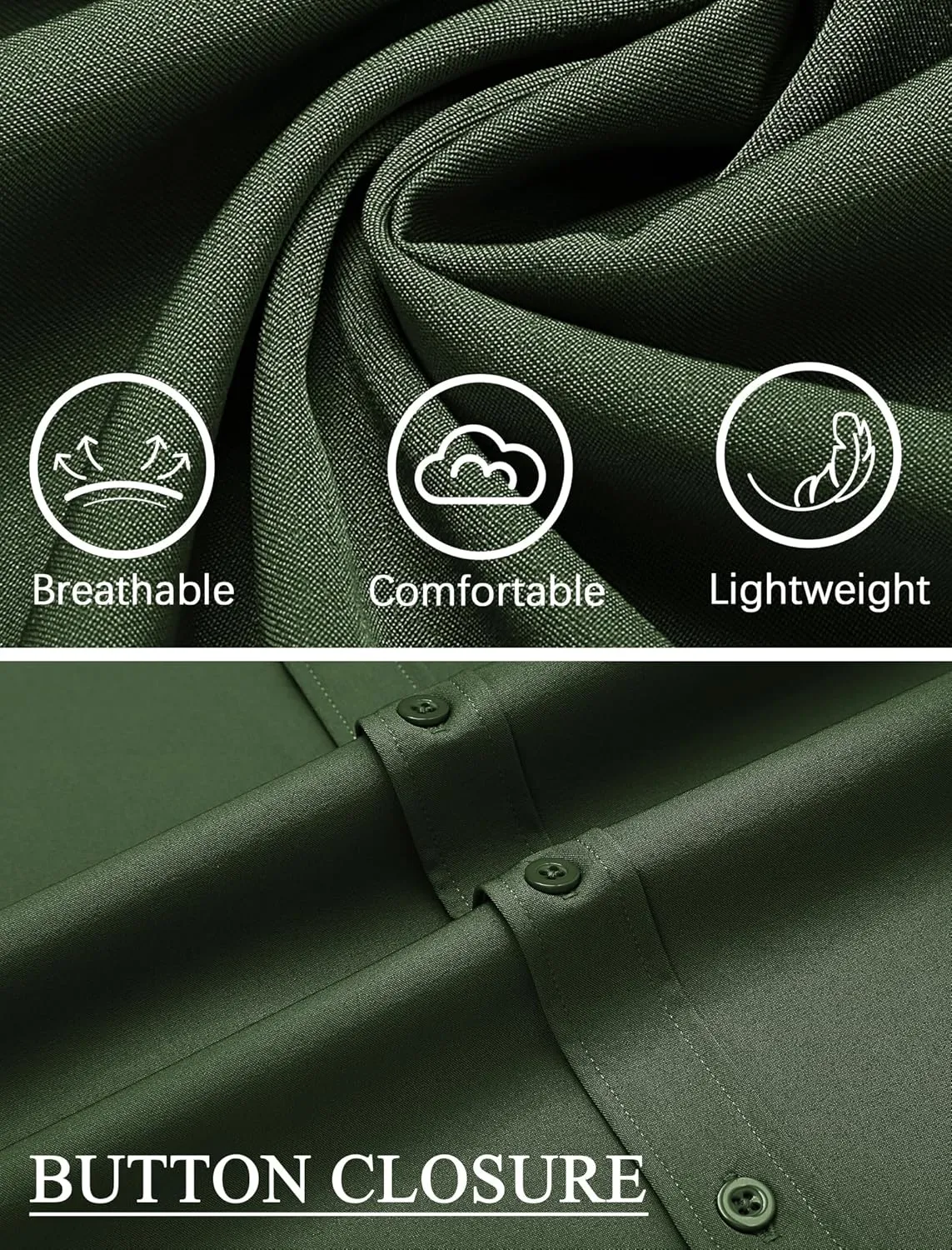 COOFANDY Mens Casual Button Down Shirts Short Sleeve Business Shirts Lightweight Wrinkle Free Dress Shirts