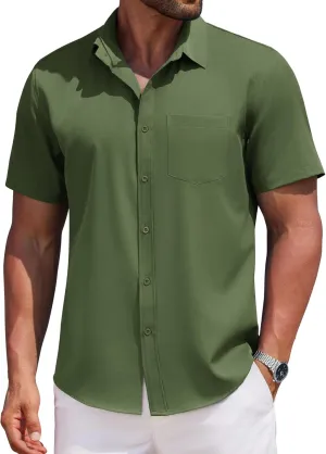 COOFANDY Mens Casual Button Down Shirts Short Sleeve Business Shirts Lightweight Wrinkle Free Dress Shirts