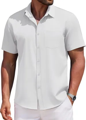 COOFANDY Mens Casual Button Down Shirts Short Sleeve Business Shirts Lightweight Wrinkle Free Dress Shirts
