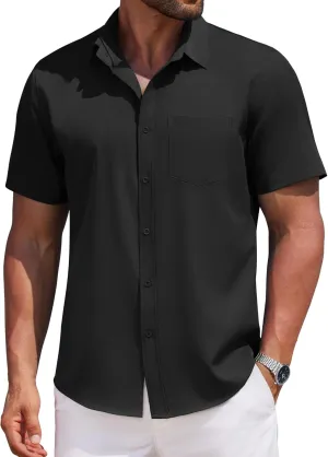 COOFANDY Mens Casual Button Down Shirts Short Sleeve Business Shirts Lightweight Wrinkle Free Dress Shirts