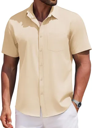 COOFANDY Mens Casual Button Down Shirts Short Sleeve Business Shirts Lightweight Wrinkle Free Dress Shirts