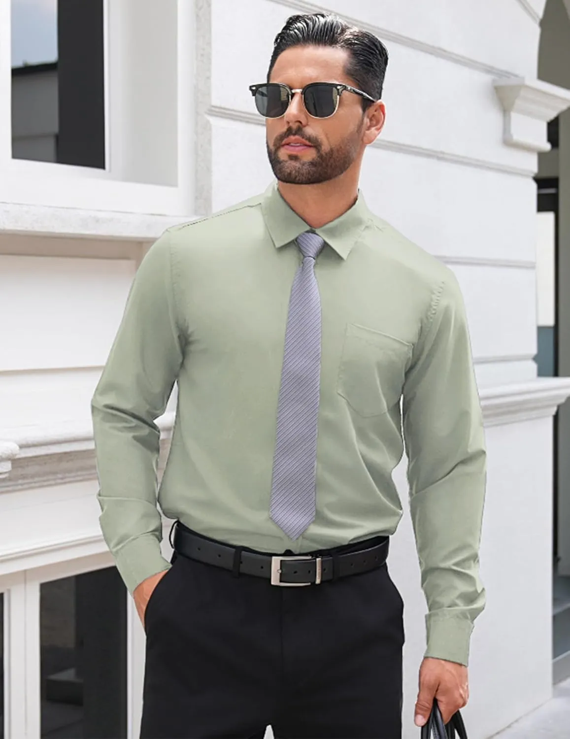 COOFANDY Mens Dress Shirts Long Sleeve Button Down Shirts Untucked Wrinkle-Free Business Casual Shirts