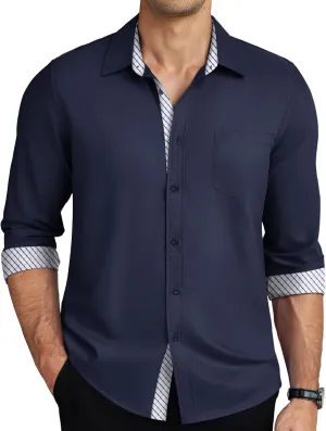 COOFANDY Mens Dress Shirts Long Sleeve Button Down Shirts Untucked Wrinkle-Free Business Casual Shirts