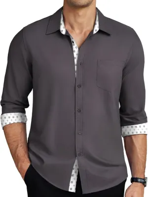 COOFANDY Mens Dress Shirts Long Sleeve Button Down Shirts Untucked Wrinkle-Free Business Casual Shirts