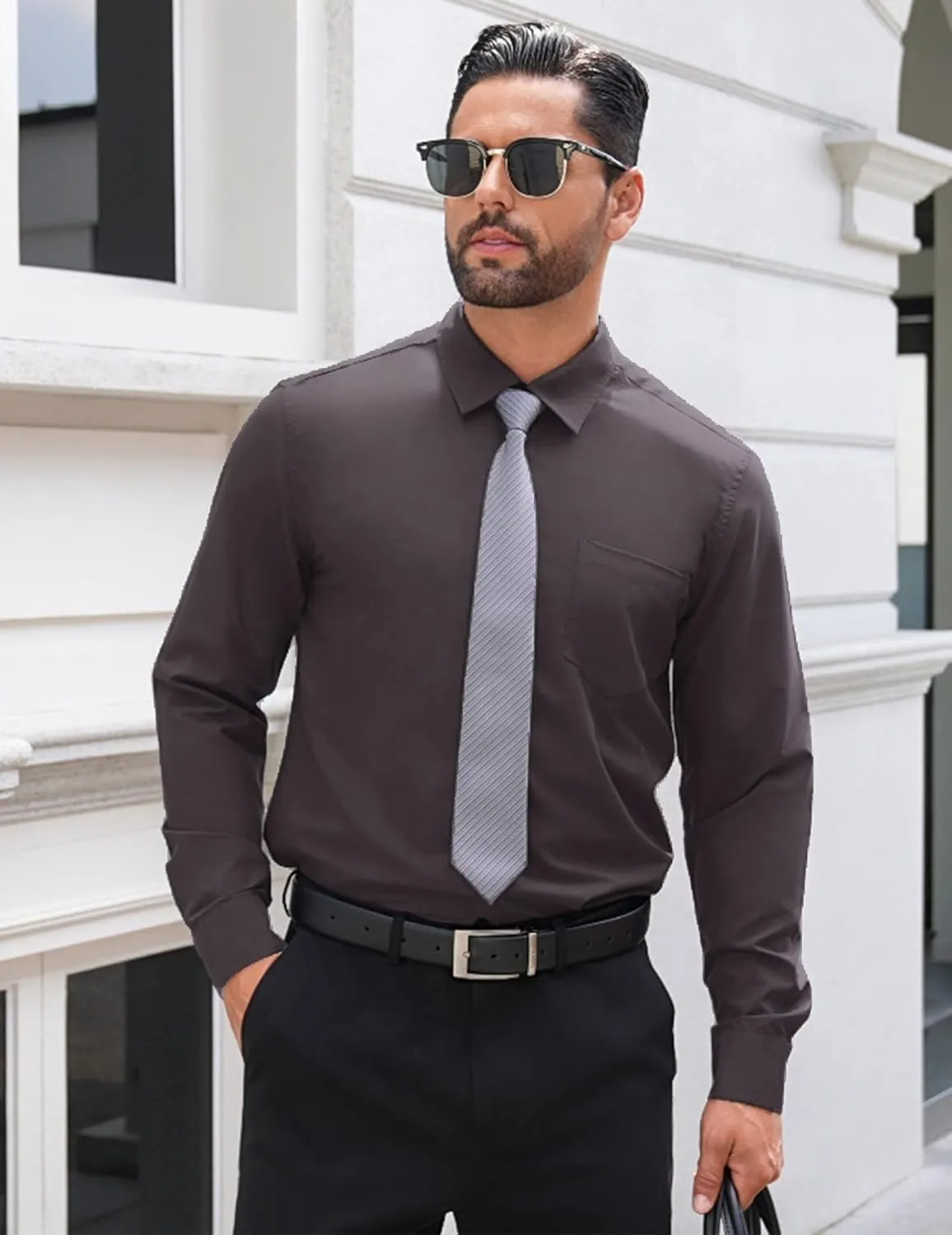 COOFANDY Mens Dress Shirts Long Sleeve Button Down Shirts Untucked Wrinkle-Free Business Casual Shirts